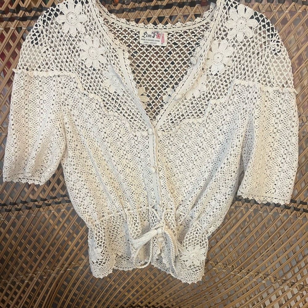Ivory Crochet Cardigan